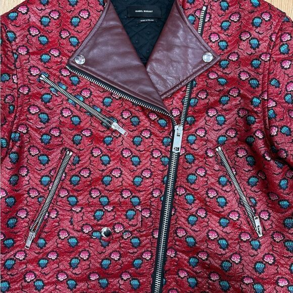 Isabel Marant Embroidered Leather Trim Moto Jacket Size S - Picture 8 of 8